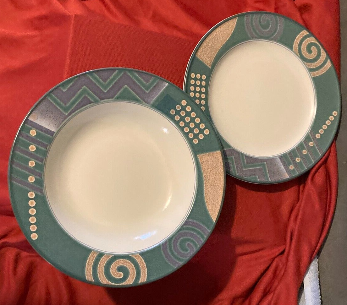 1992 Mikasa Intaglio Life Style-1 ea Soup Bowl & Salad Plate (2 pcs)-New no Tags