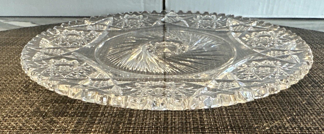 Antique ABP Brilliant Period Cut Glass 8 3/4”Serving Plate Circa 1905 – 1910