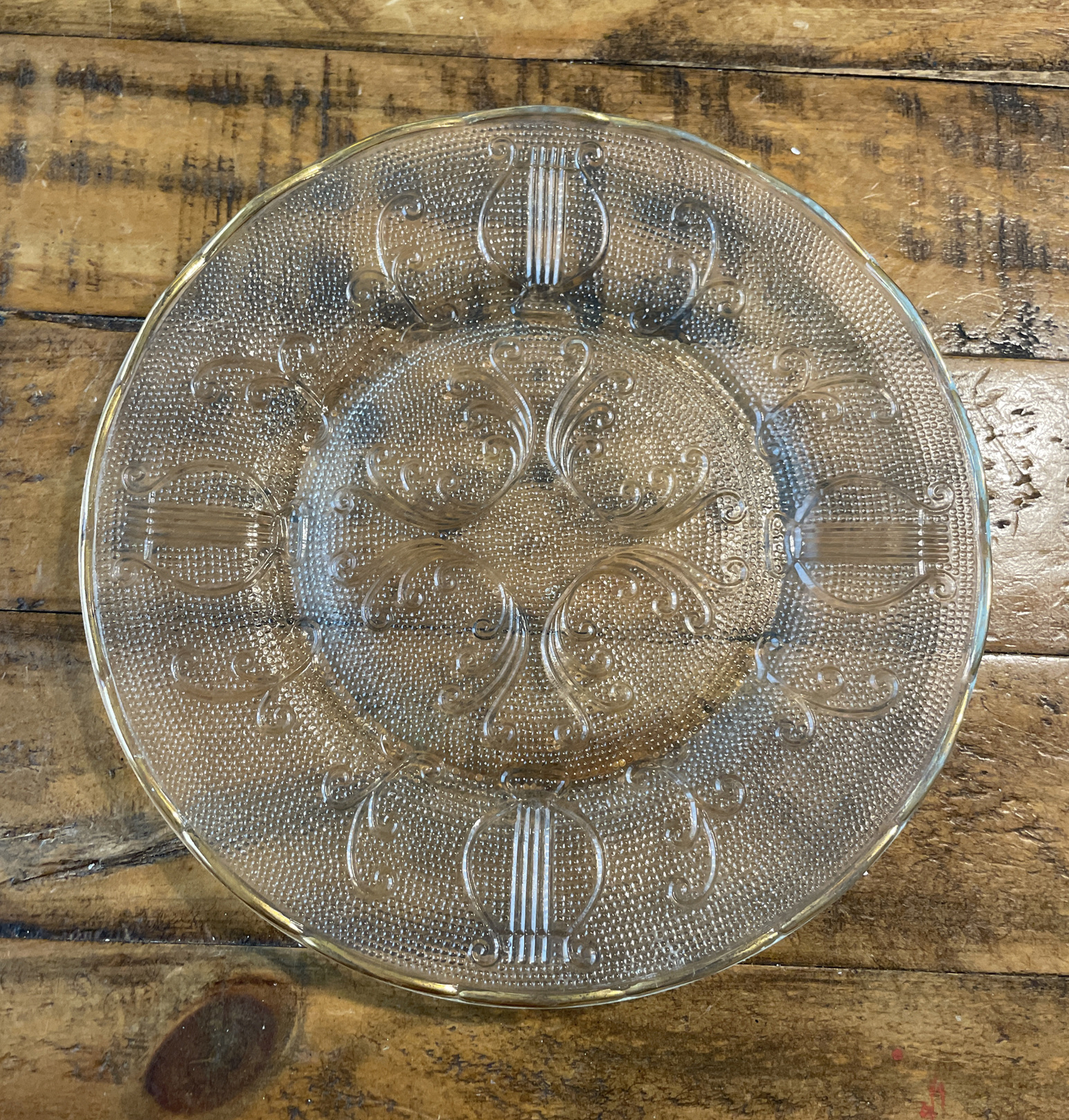4 Jeannette HARP CRYSTAL ” CUPS & SAUCERS * 4 Ashtrays/coasters & 4 Salad Plates