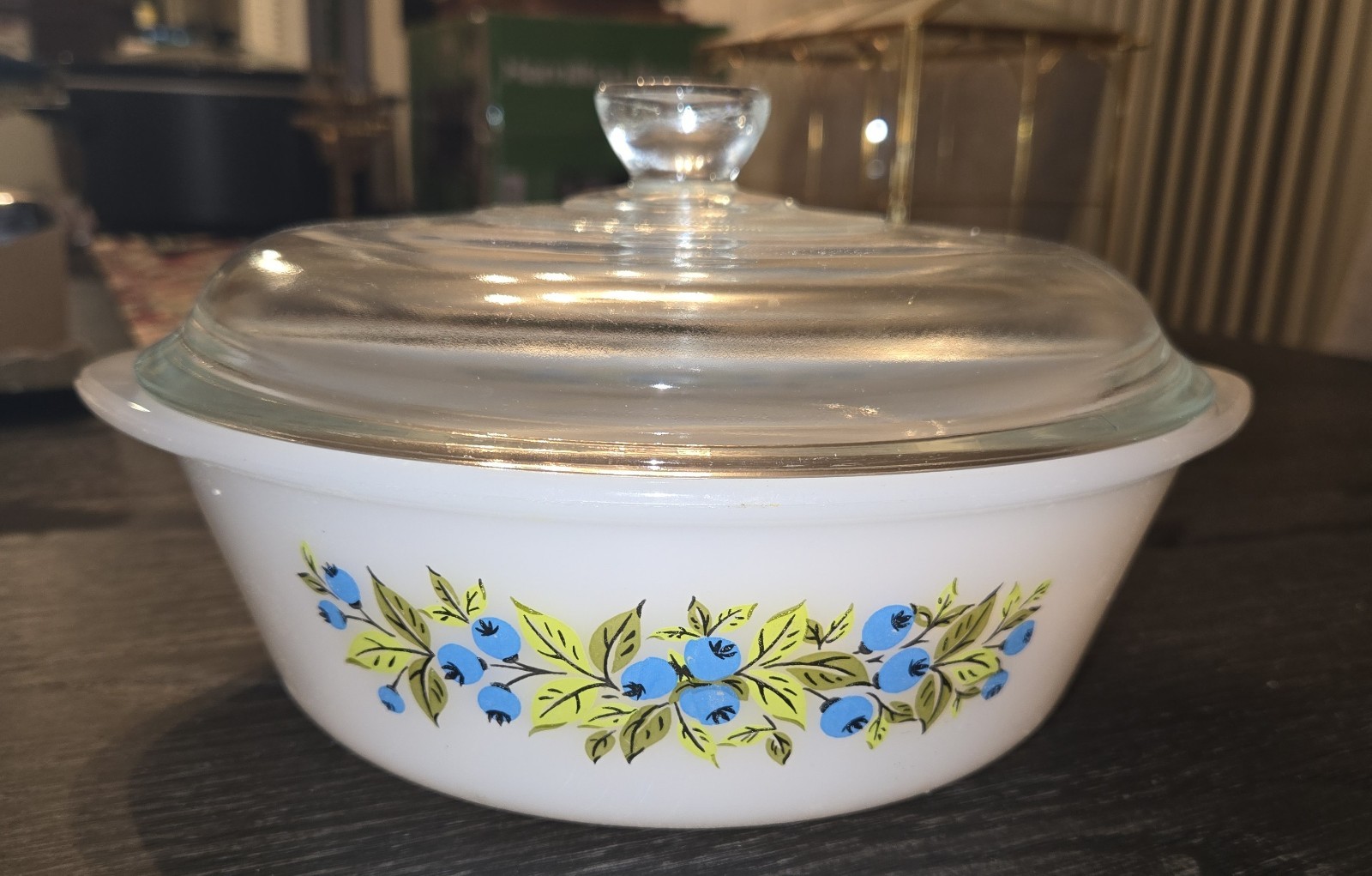 Glasbake Blueberries Casserole Dish with lid