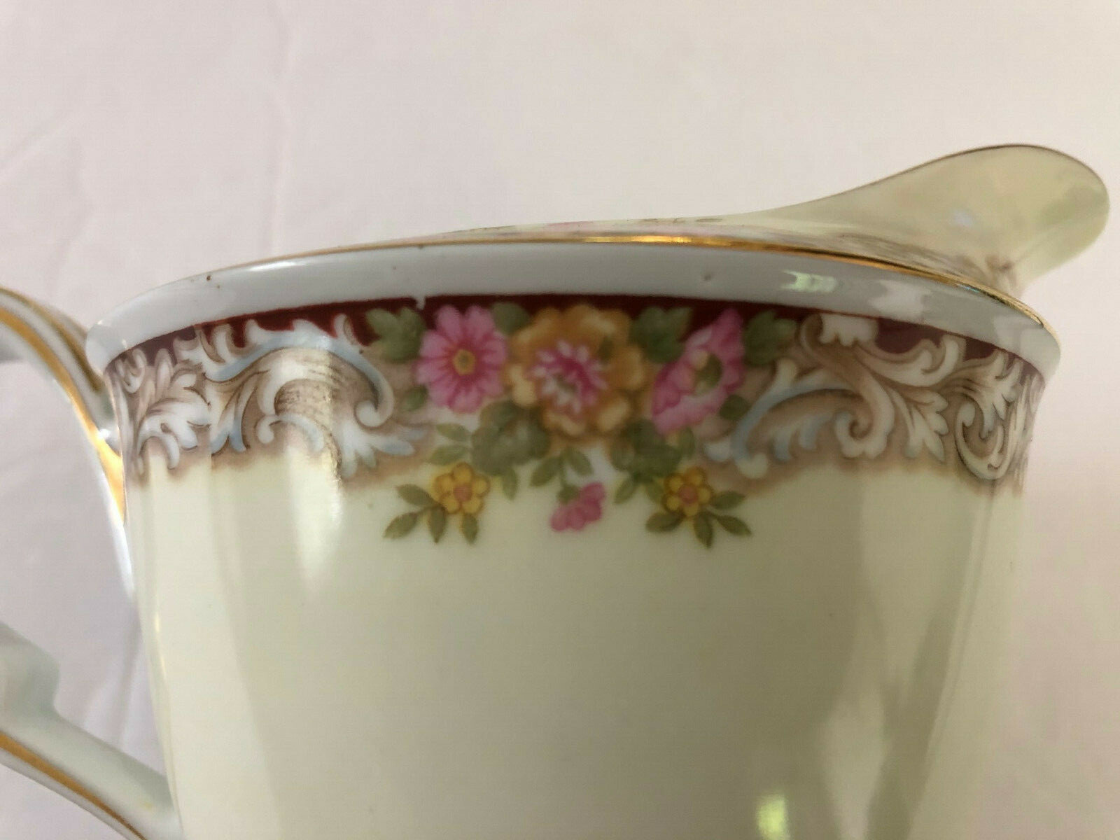 Noritake China Harmony 3906 Gold Trim, Red Floral Border – CREAMER