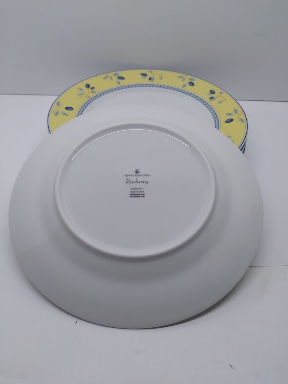 5X Royal Doulton BLUEBERRY Salas Plate 2005 Yellow & Cobalt Blue Set of Five