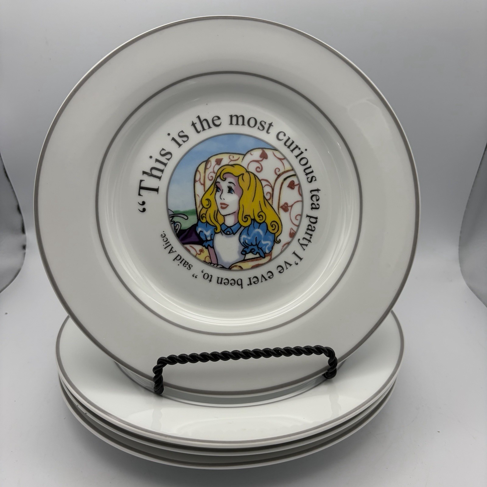 Paul Cardew Alice in Wonderland Cafe 2 Dinner 4 Salad Plate 2 Wide Rim Bowl 2010
