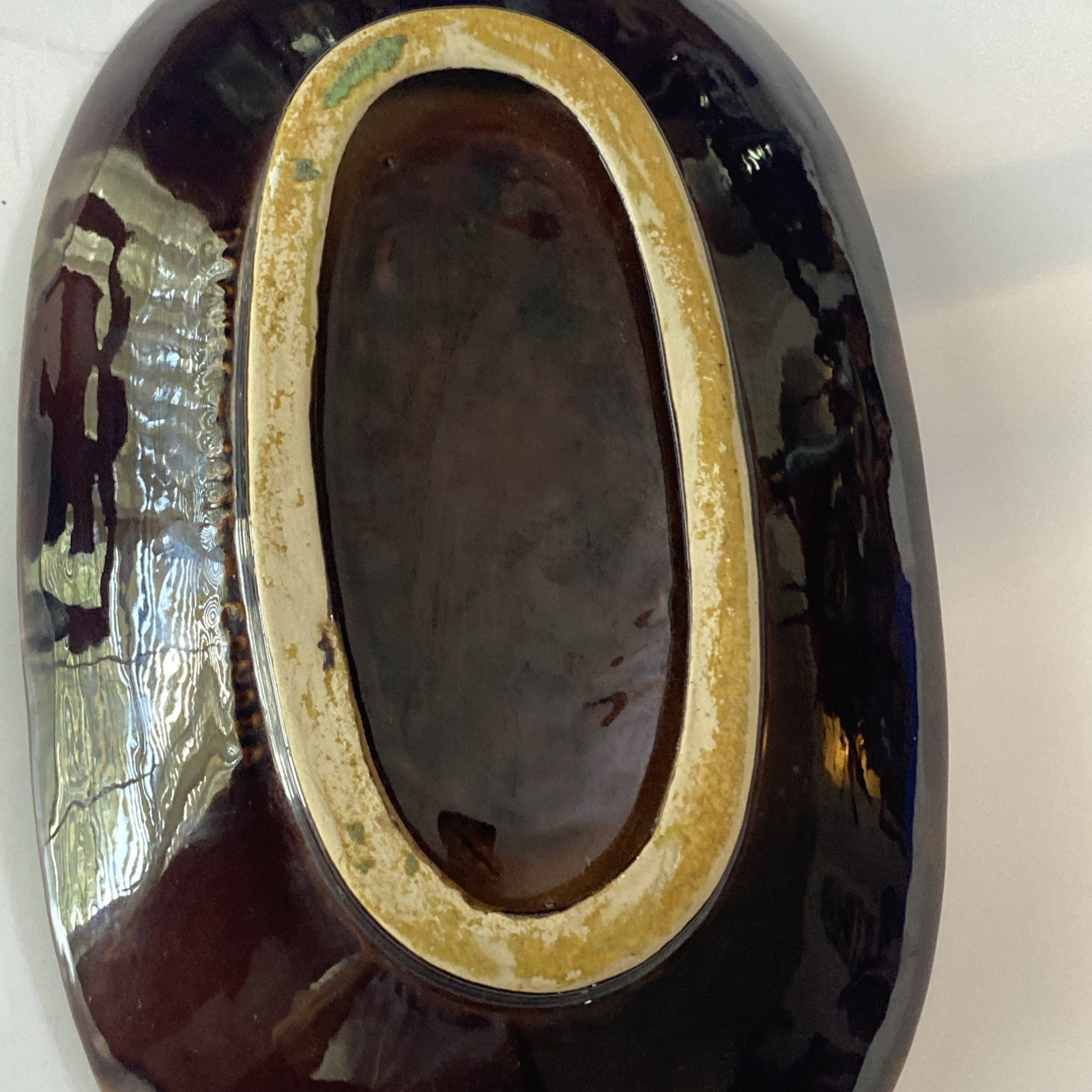 Vintage Beauce Quebec Large Bowl/ Centerpiece Part 1335 Marble Glazed
