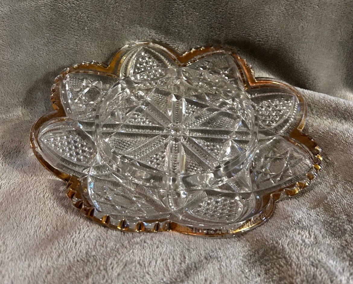 Elegant Vintage Gold Trim Dish – 8″ Serving Plate for Butter, Candy, or Cheese