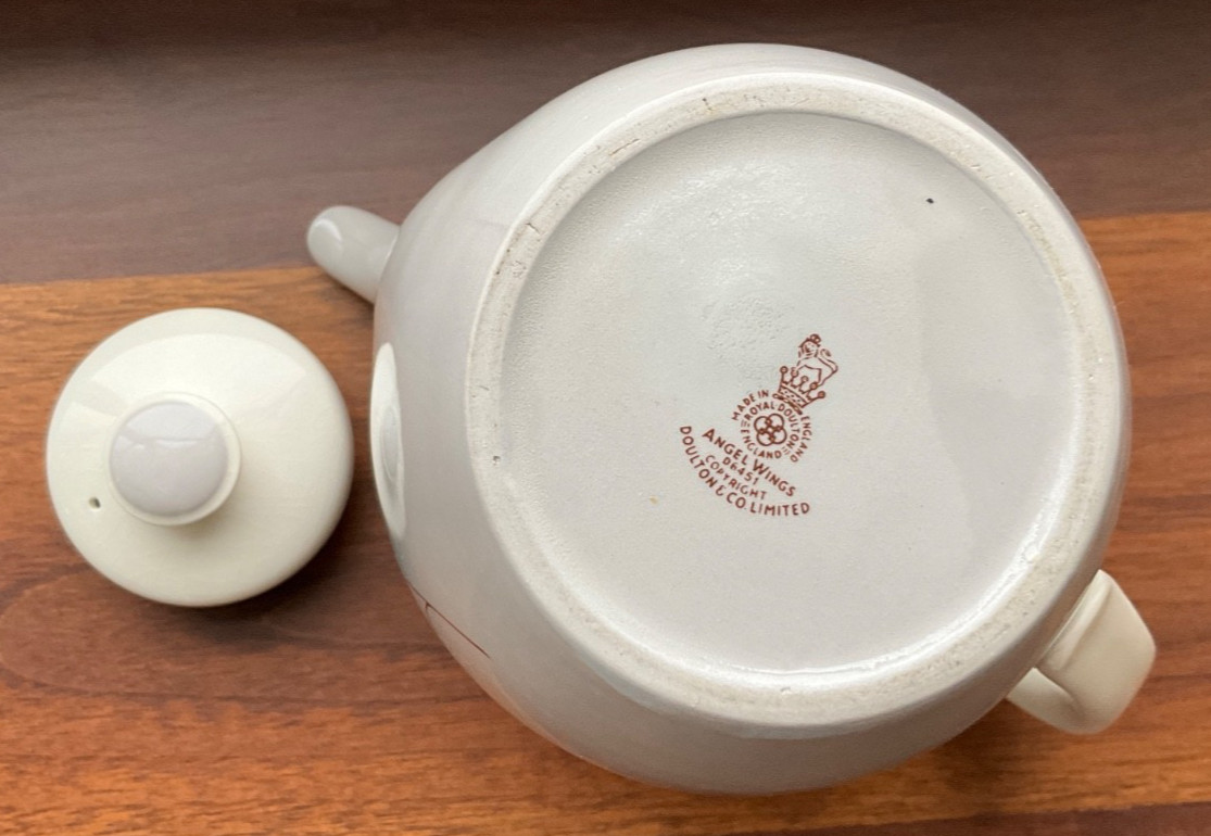 Royal Doulton Angel Wings Coffee Pot-Brown & White Design On Gray Body 1955-1963