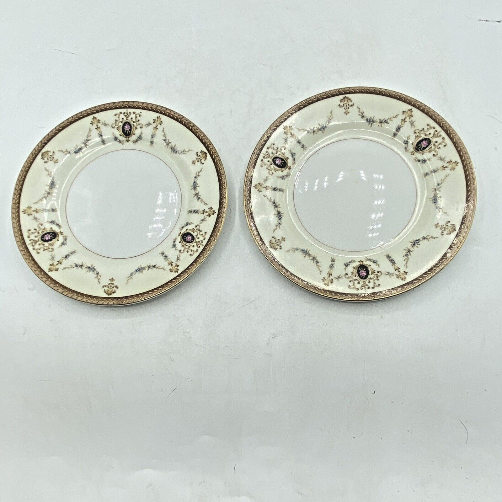 Arlen Fine China Japan Cameo 482 Set Of 2 Bread Plates Gold Rimmed