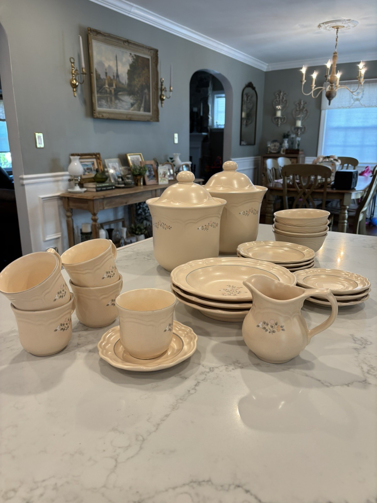 Pfaltzgraff Remembrance VINTAGE FLORAL DINNERWARE LOT CREAM IVORY PEACH PINK USA