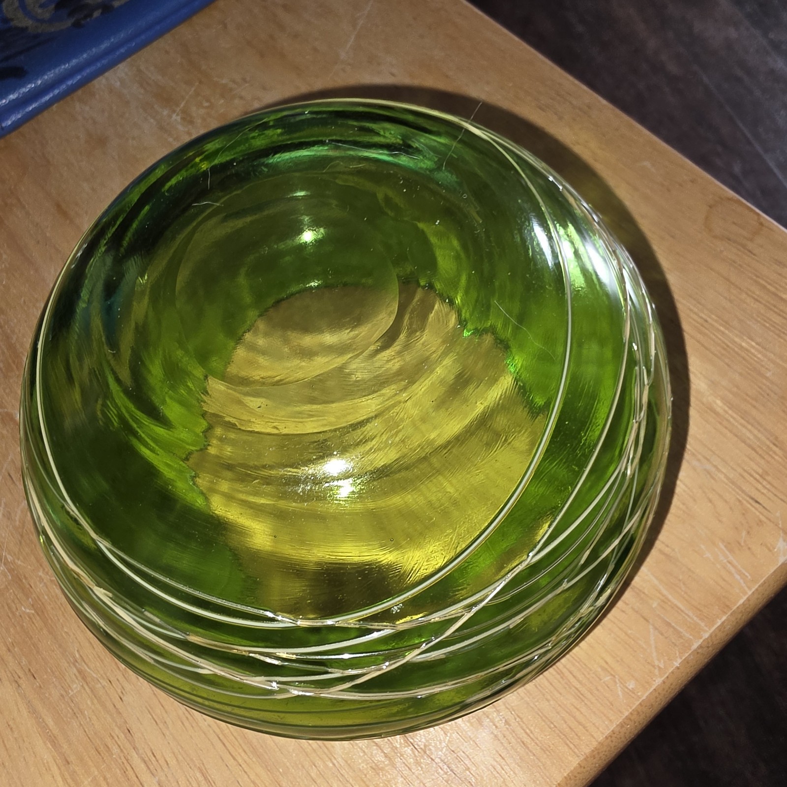 Vtg Dark Green Bowl Pillar Candle Holder MCM 1960’s 5 “W 3” Open White Threading