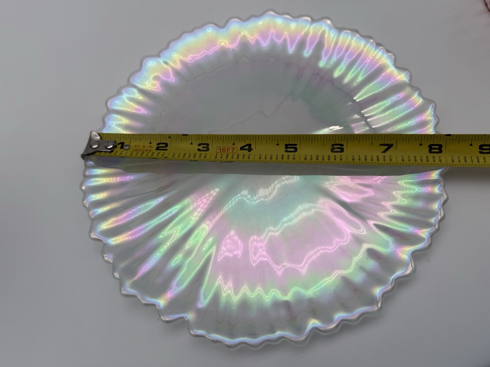 Gorgeous Multicolor Alabaster Swirl Opal Iridescent 8” Salad Plate Set (13)