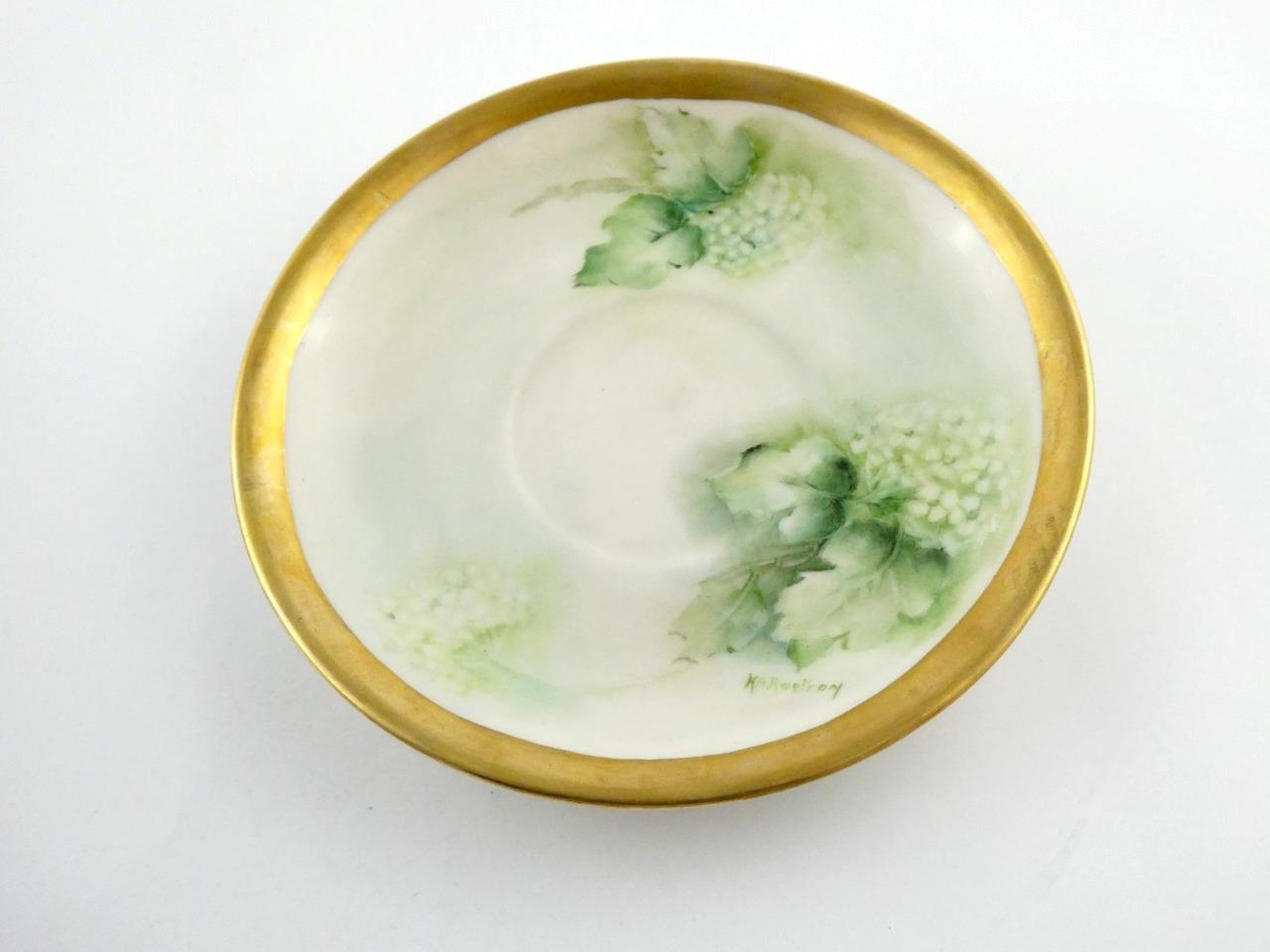 1970s Hand Painted Floral Porcelain 5 Piece Place Setting Hydrangea Signed VGOOD