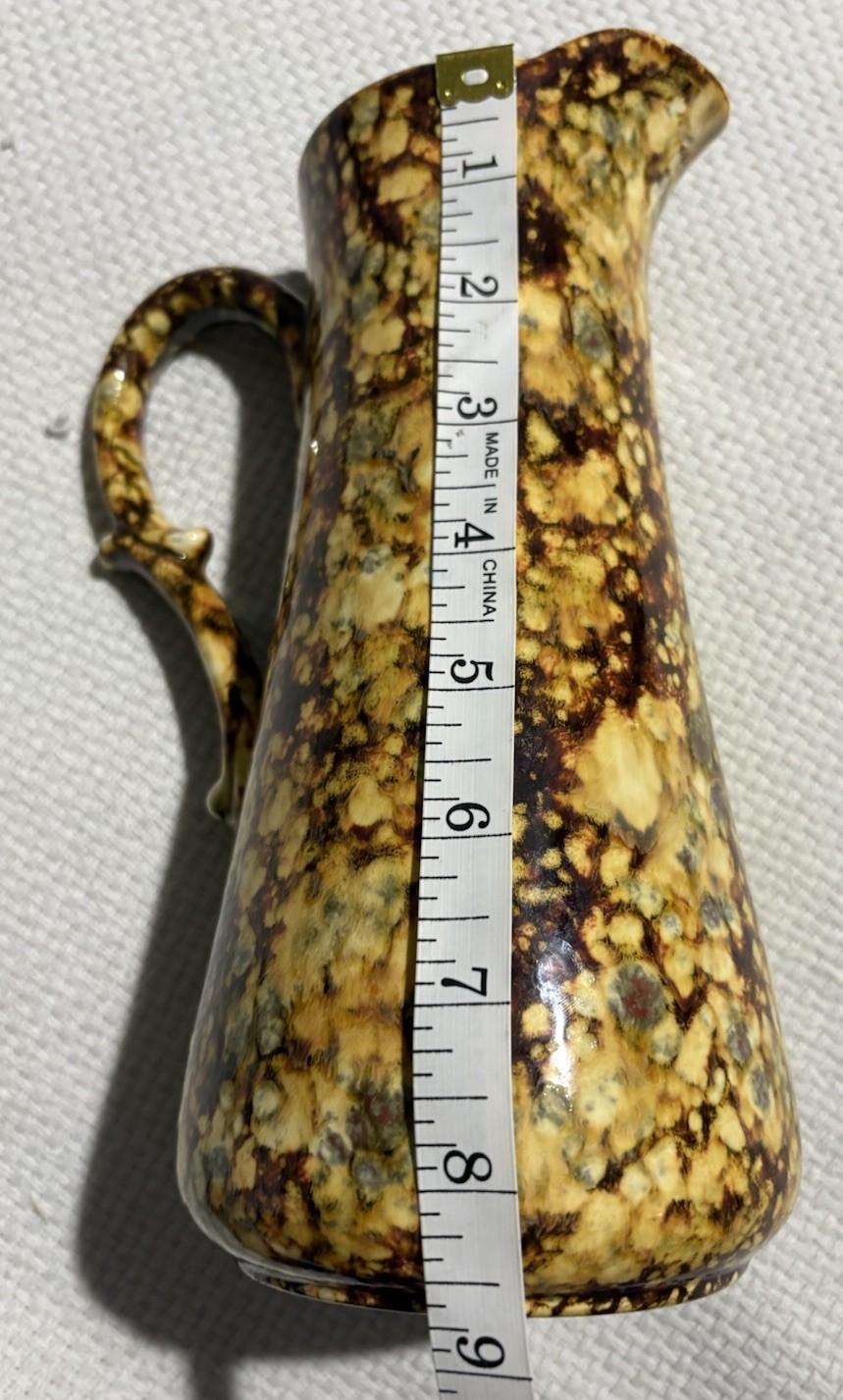 vintage studio art pottery Pitcher Signed 1972 9”