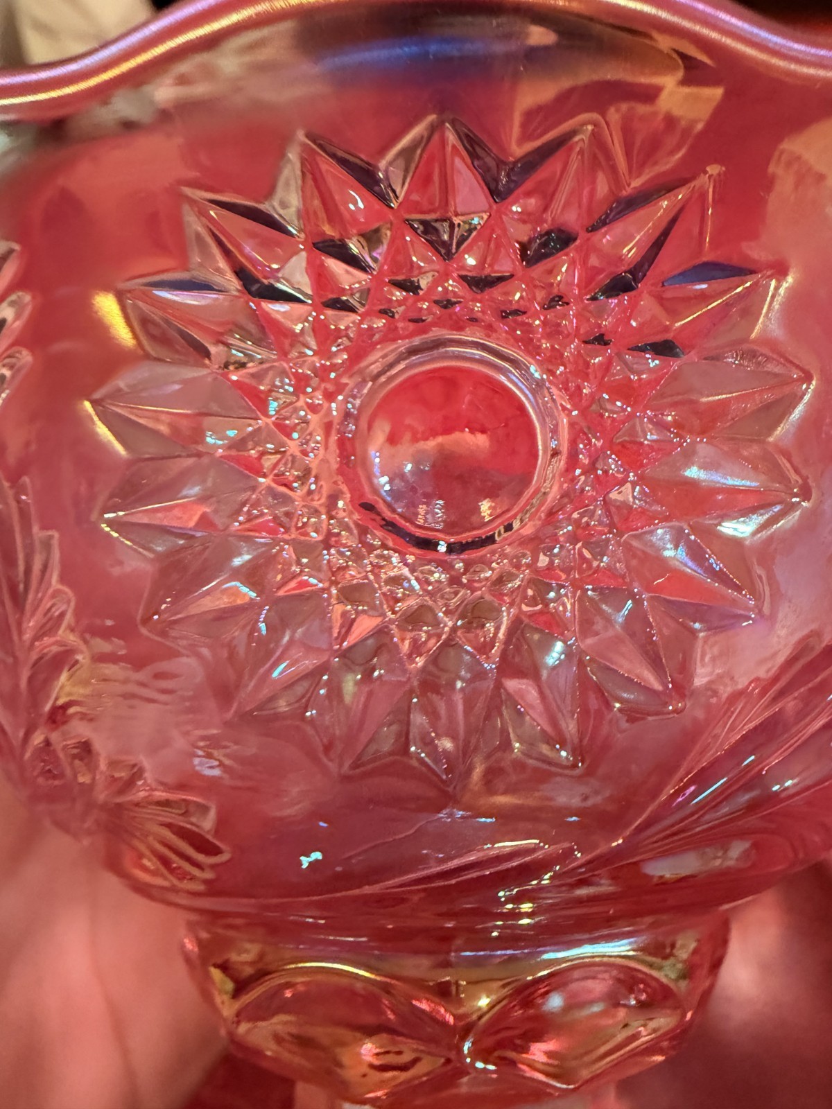 RARE Vtg Fenton Dusty Rose Pink Carnival Glass Miniature Punch Bowl Set/4 Cups