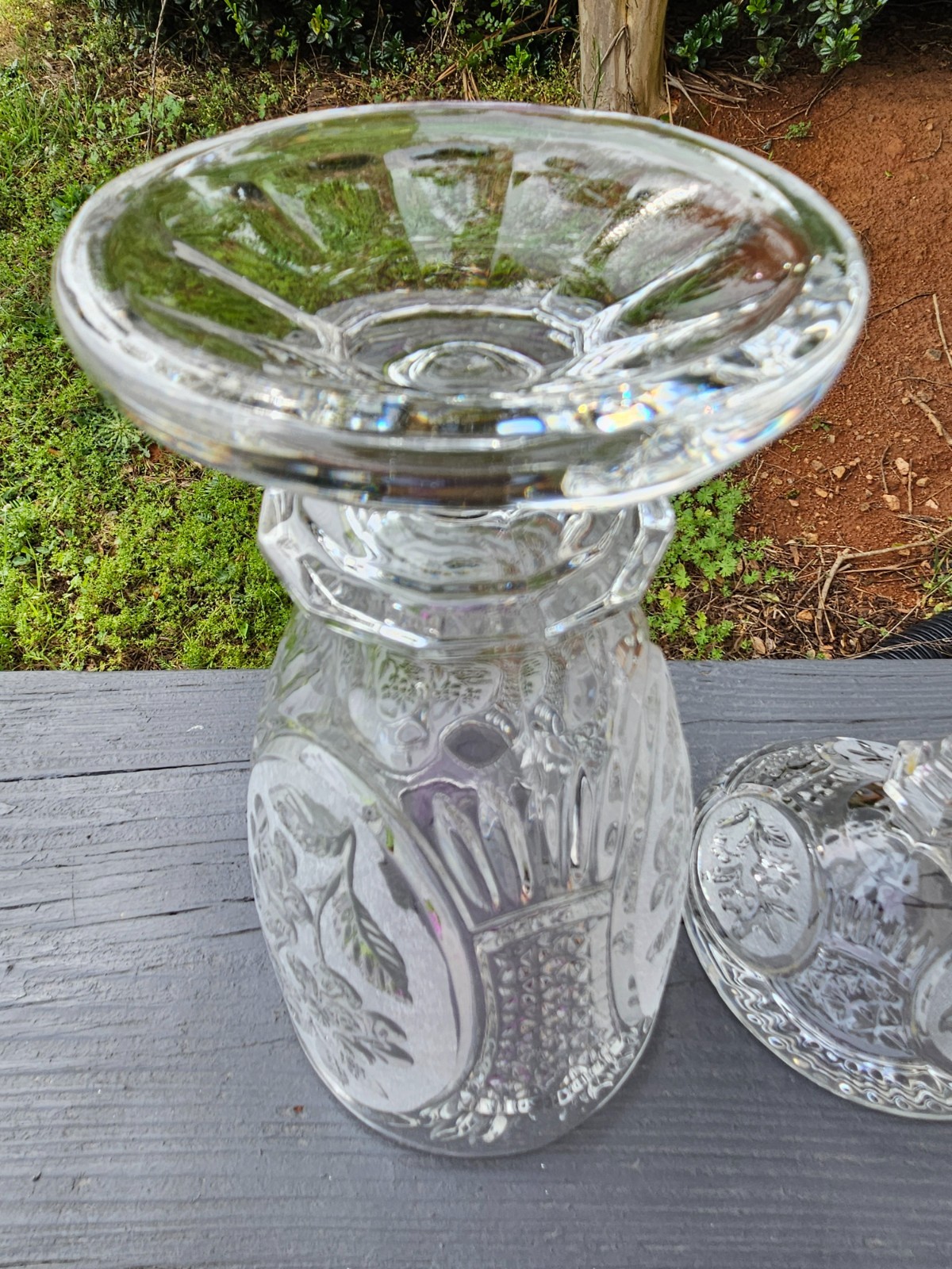 Apothecary Jar Lidded Etched Floral Patterns 14″ Crystal D’Adriana of Yugoslavia
