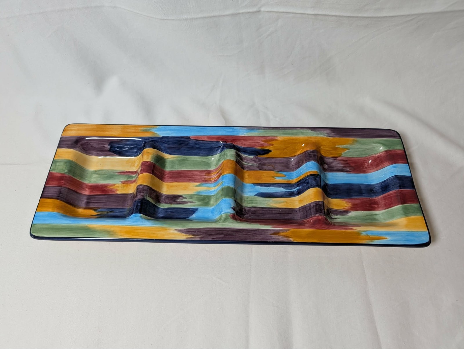 Tabletops Lifestyles Madrid Rainbow Hand Painted & Crafted Ceramic Serving Tray