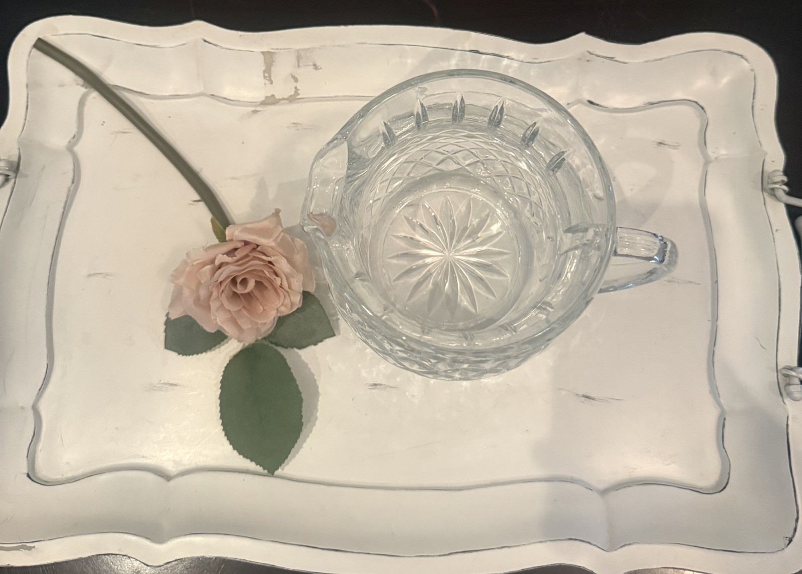 Vintage FTD Lead Crystal Pitcher Diamond Cut Beautiful, Heavy EUC