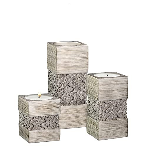 Tealight Candle Holder Set of 3 – Centerpiece for Living Room and Dining Room