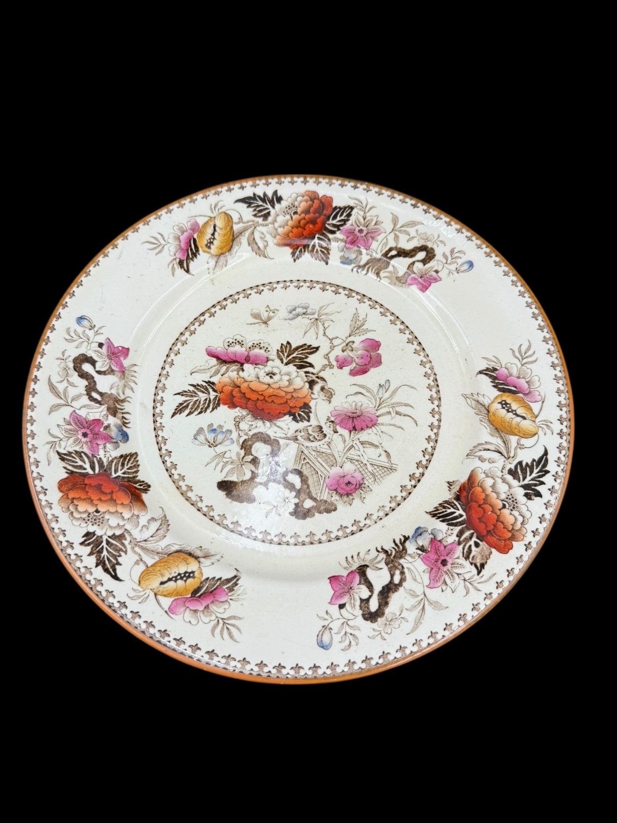 Wedgwood Bullfinch Brown Multicolor (Brown Trim) Dinner Plate 10 3/8″ Lot of 5
