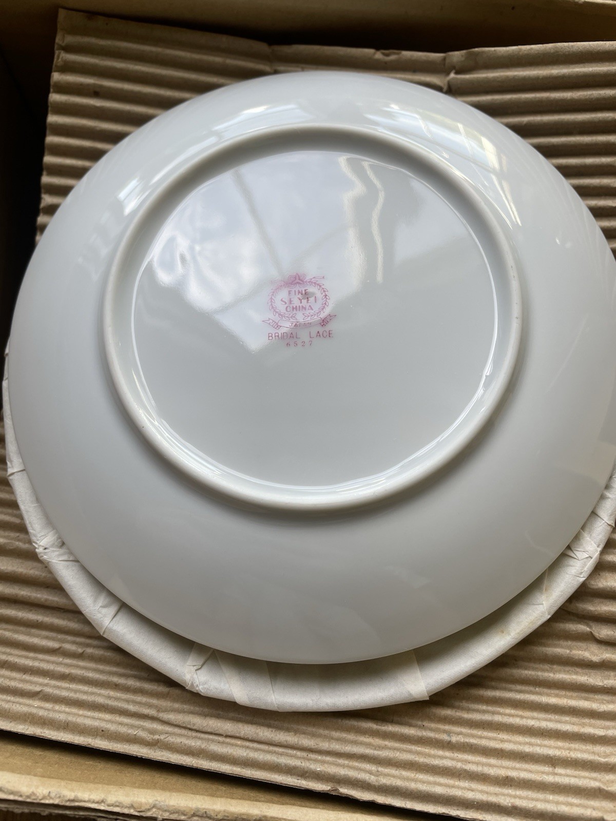 Seyei Bridal Lace (12) 6-3/8” DESSERT PLATES White Silver Fine China Japan NOS