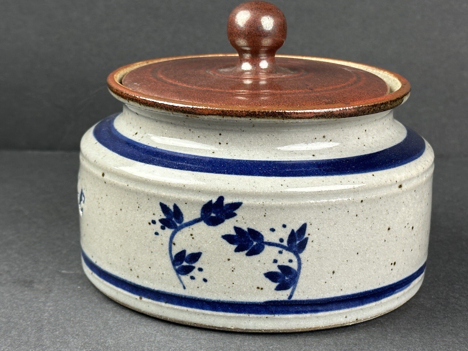 Harvey Salt Glazed Pottery ‘Lowville, NY’ Container/Crock w/Lid 4”