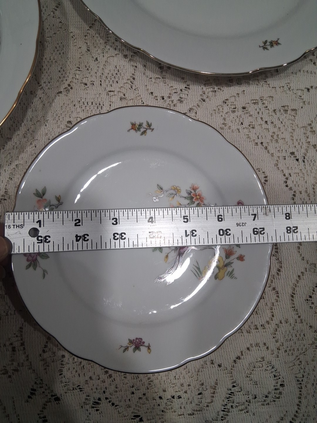 Vtg Mini Gallery Wall Plates Bowl Set (3) Peacock Bird Of Paradise Floral China