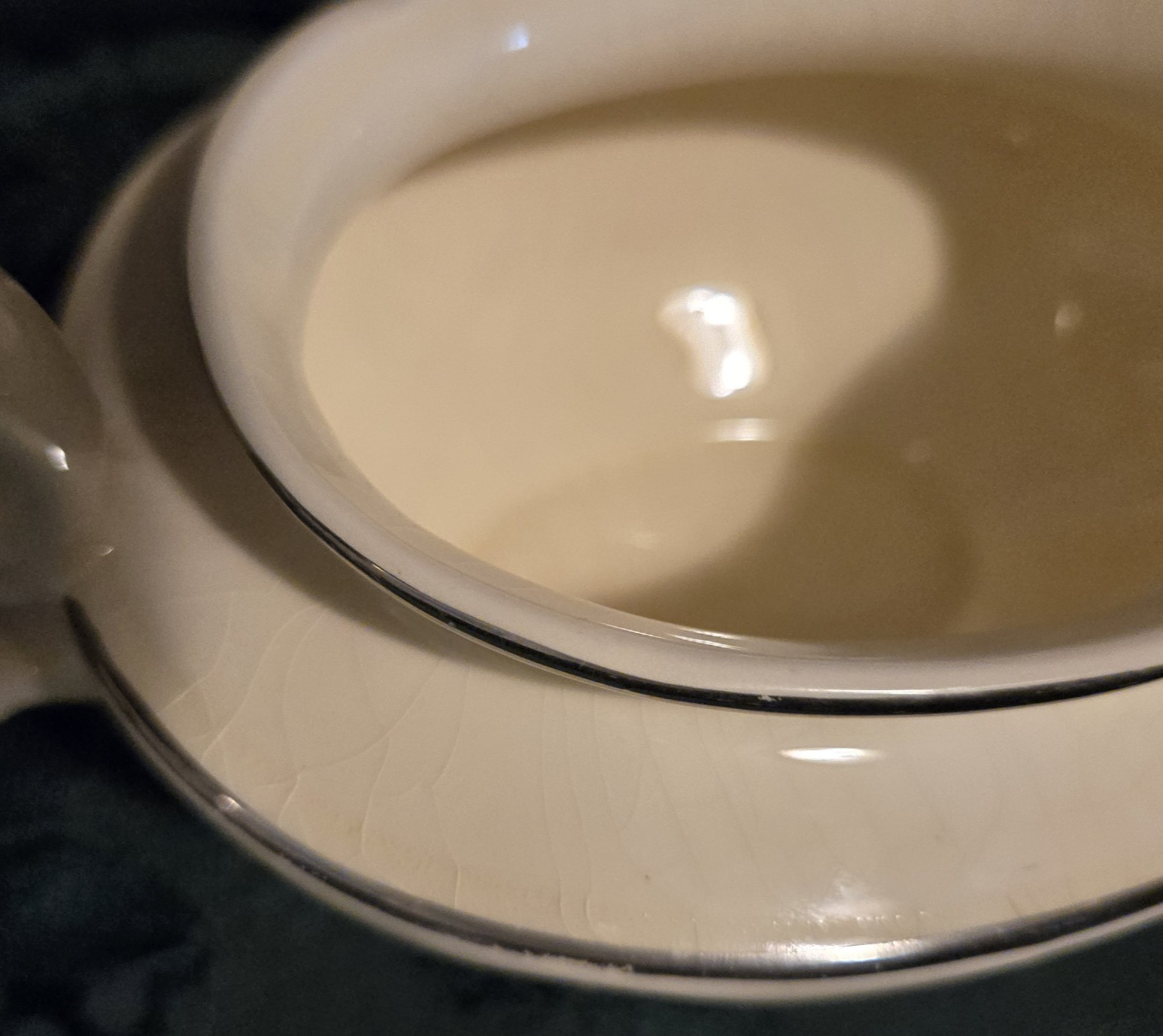 Homer Laughlin Marigold Pattern Gravy Boat with Platinum Trim