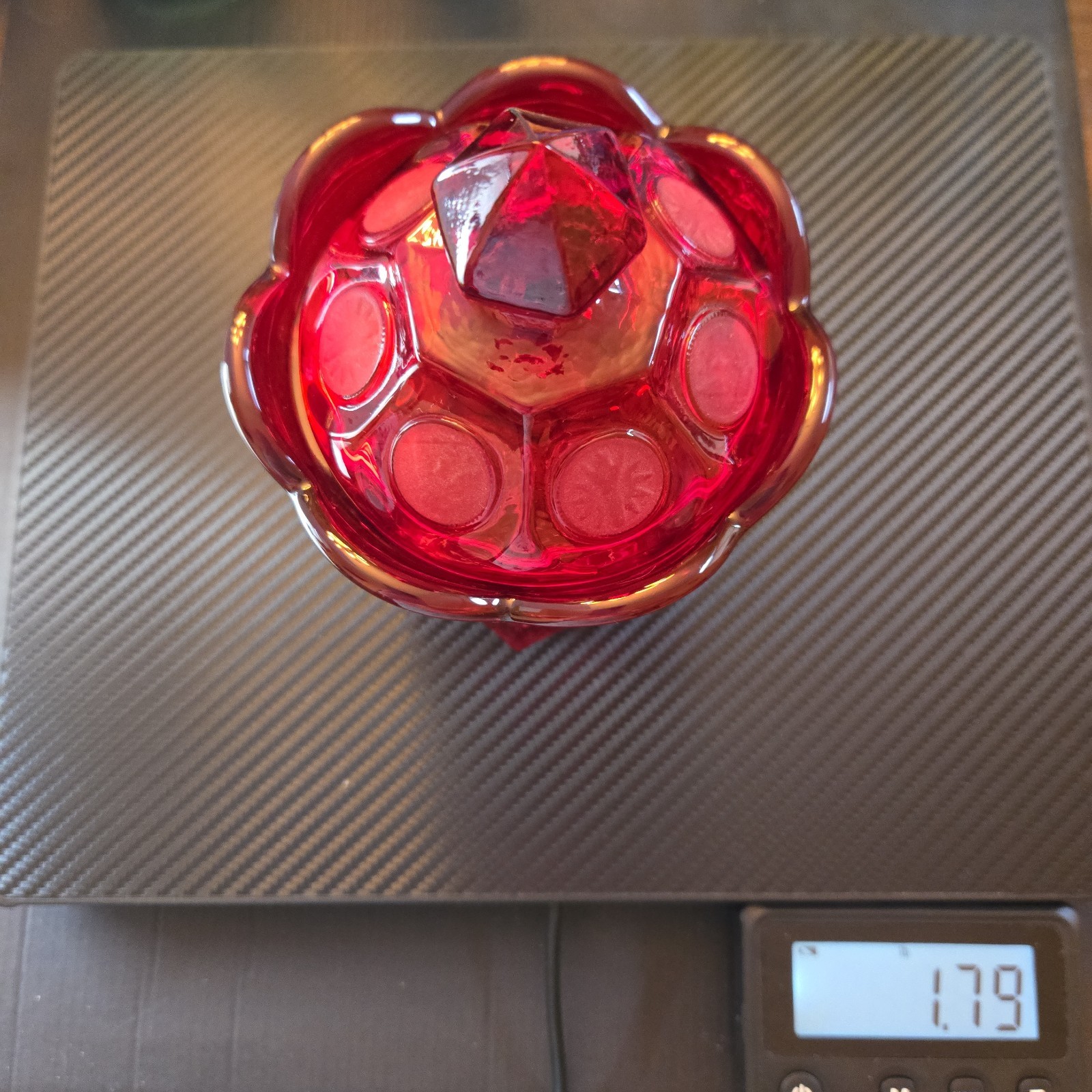 Vintage FOSTORIA Bicentennial Ruby Red Coin Glass Lidded Candy Dish 6.5 in EUC