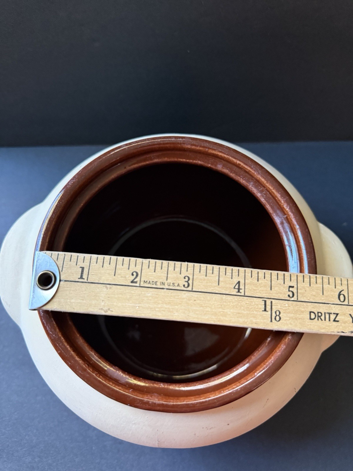 Vintage Watt Oven Ware Pottery Lidded Bisque Beige Chili Bean Crock Pot Cottage