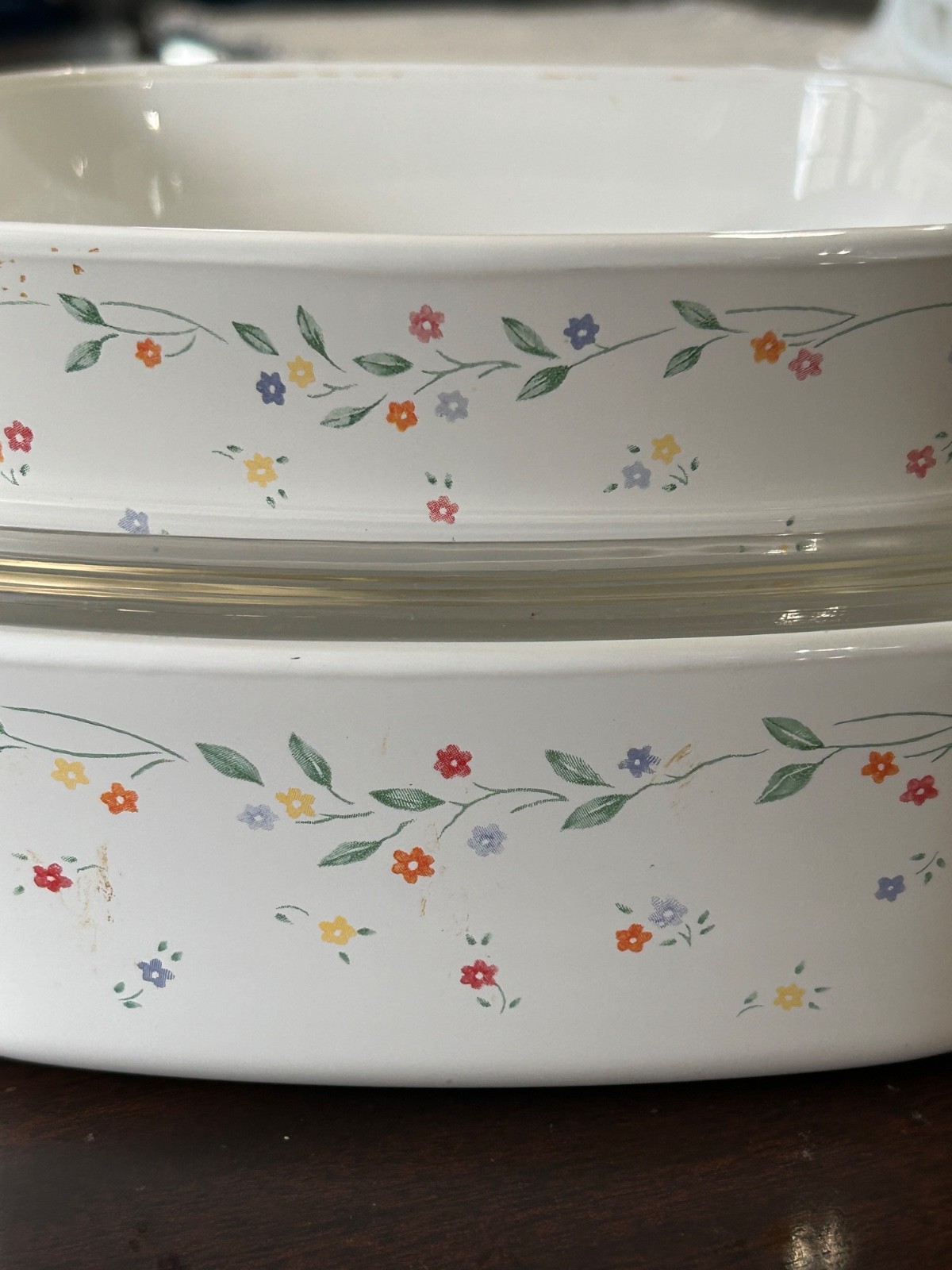 Corning Ware English Meadows A-2-B 2 Liter Casserole w/Pyrex Lid & A-1-B 1 Liter