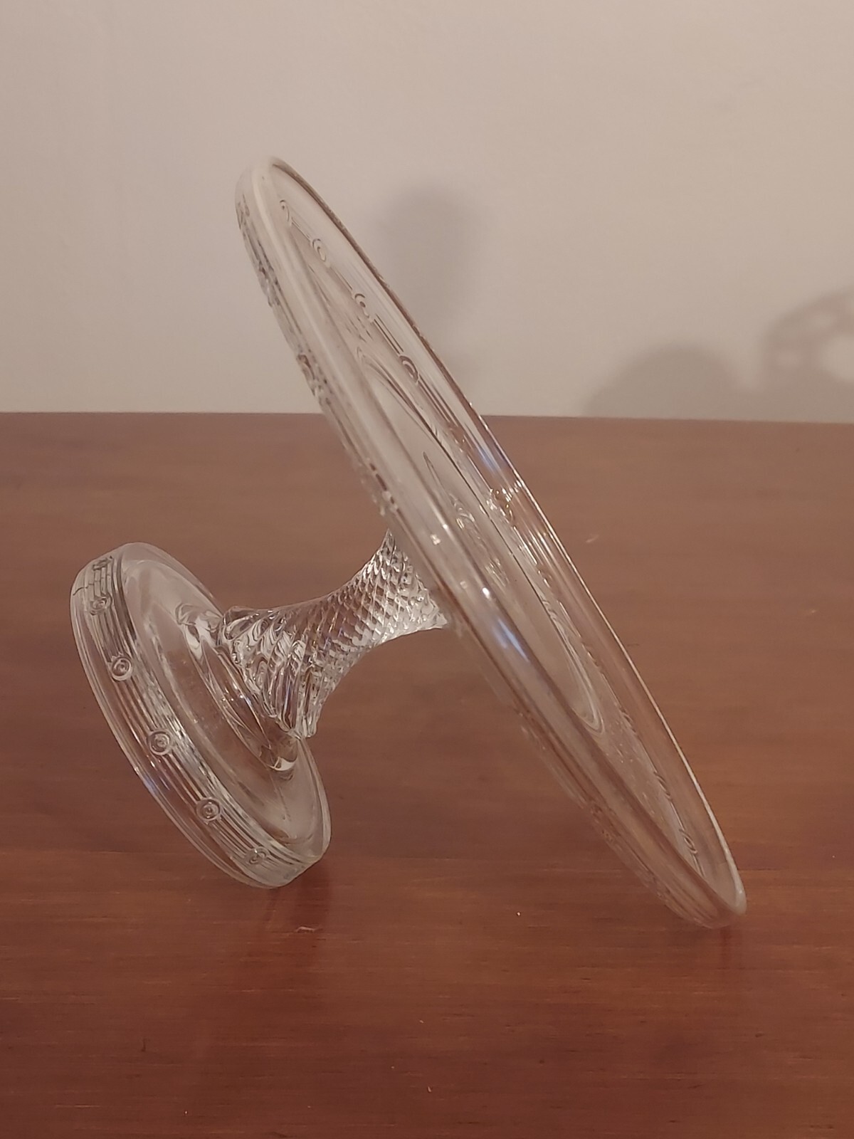 EAPG Bryce Bros MAGIC Rosette Pattern Glass CAKE STAND Swirl Twist Stem Plate