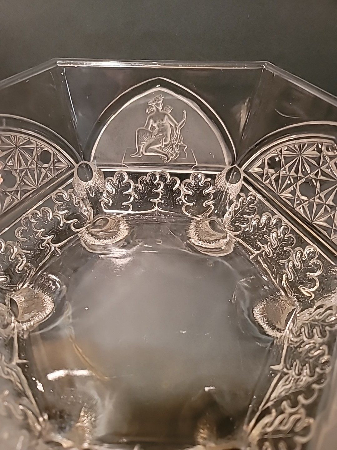 EAPG Gillinder & Sons CLASSIC Pattern Frosted Nudes Panels BOWL LRG Ftd 1875