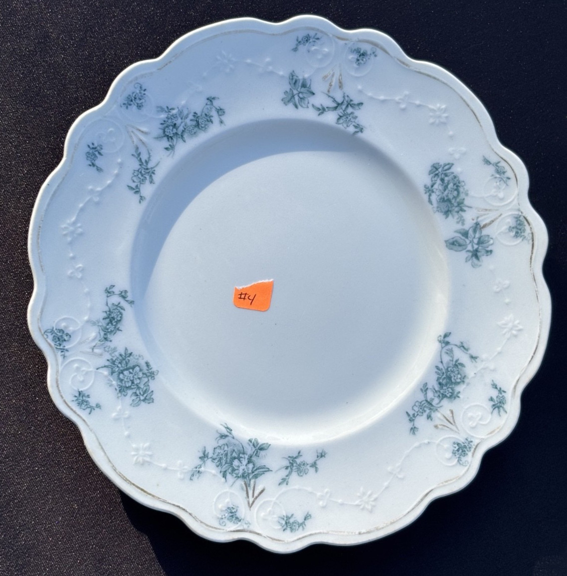 W.H. Grindley Co. England Teresa Teal Green Scalloped Edge 7″ Dessert Plate VGUC
