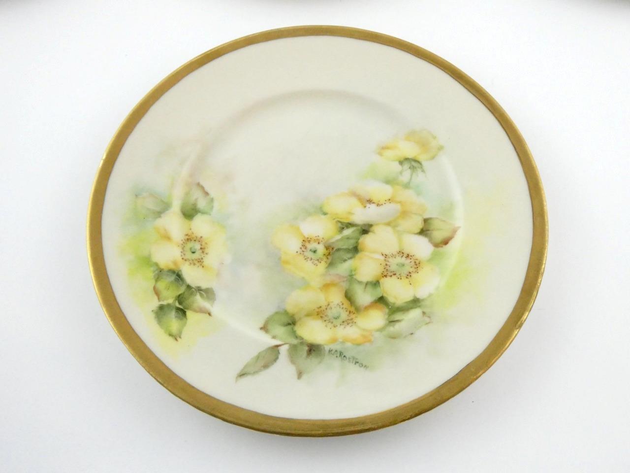 6 Hand Painted Vintage 1970s Porcelain Salad Plates Flowers Hydrangea Daisy VGC