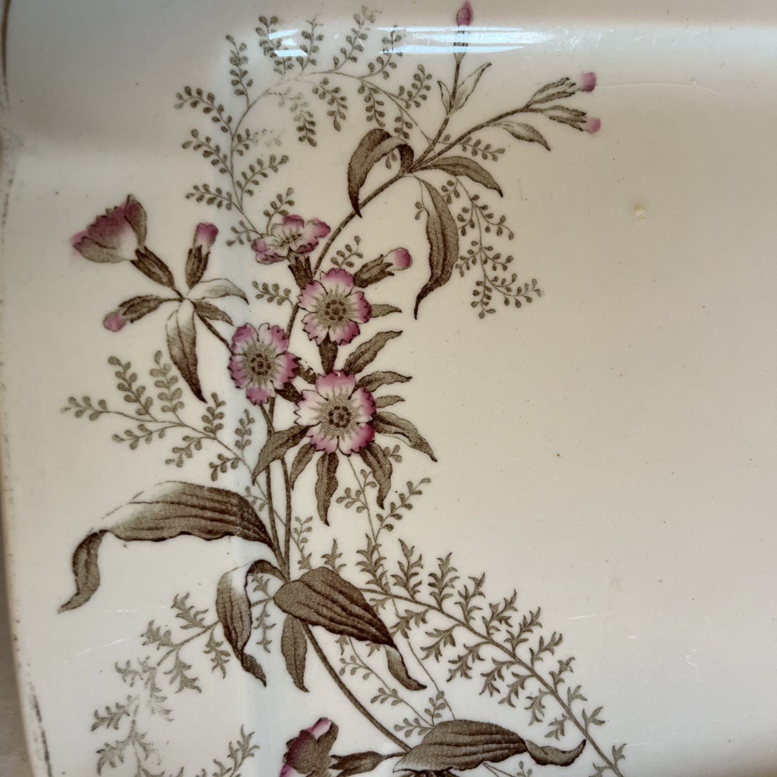 Fenton Plate Edwards Bros Ironstone China Platter England Victory Floral Antique