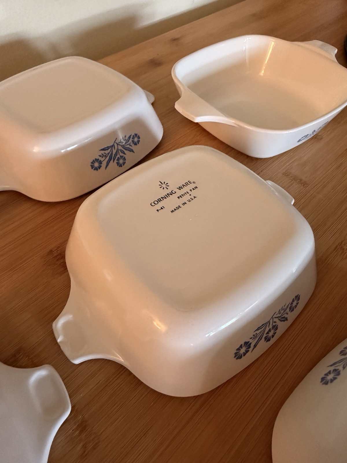 Vintage Corning Ware Blue Cornflower P-41 Set of 7 Petite Pans No Lids
