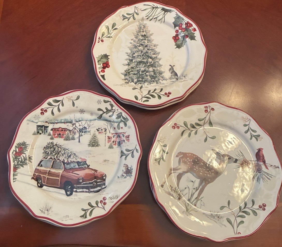 Better Homes & Gardens Christmas Heritage Plates Winter Forest Set 7