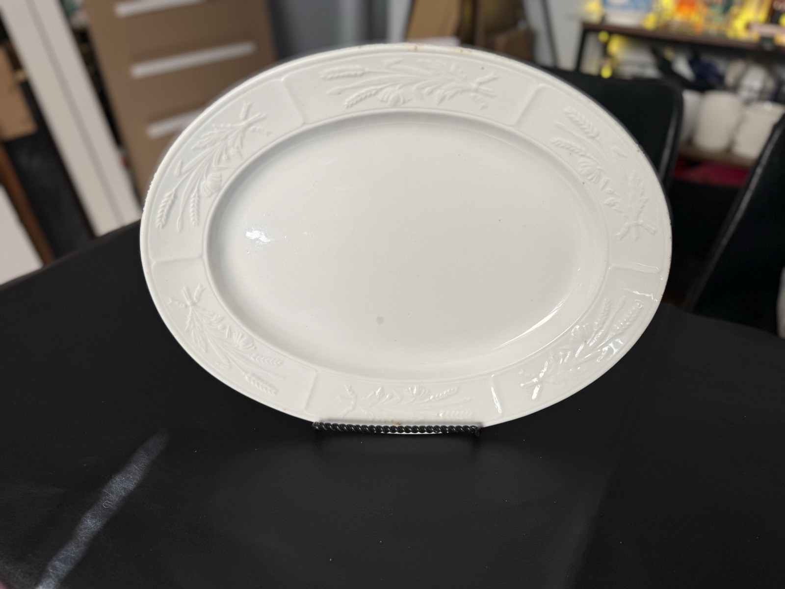 Antique 1862 Clementson Ironstone Turkey Platter 18″ Wheat Staffordshire