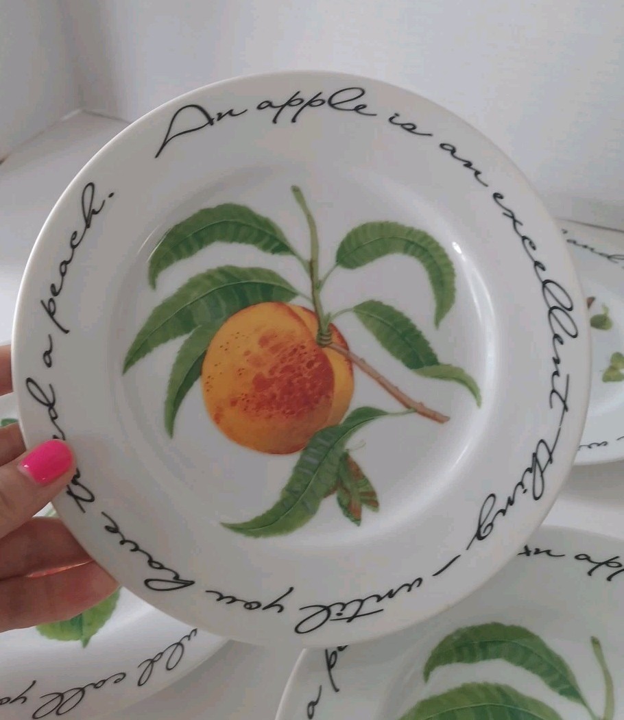 William Sonoma Orchard Suite Plates Set Of 4 Salad Dessert Bread Fruits Motif
