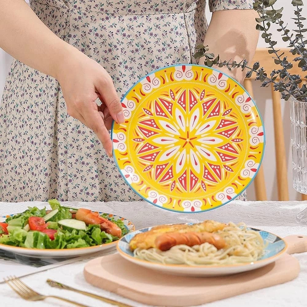 Colorful 8-Inch Ceramic Salad & Dessert Plate Set – 6 Count for All Occasions