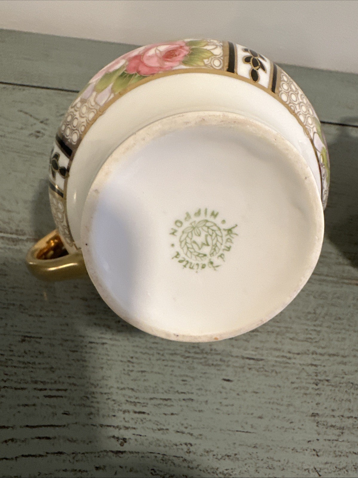 Antique Japan NIPPON Hand Painted Gold Creamer and Sugar Bowl W/ Lid