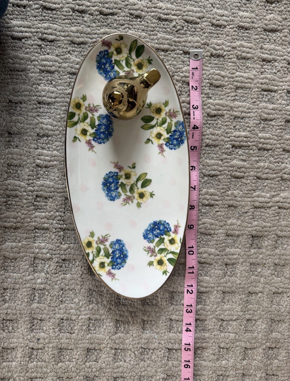 MacKenzie-Childs Wildflower Golden Bird Oval Trinket Tray