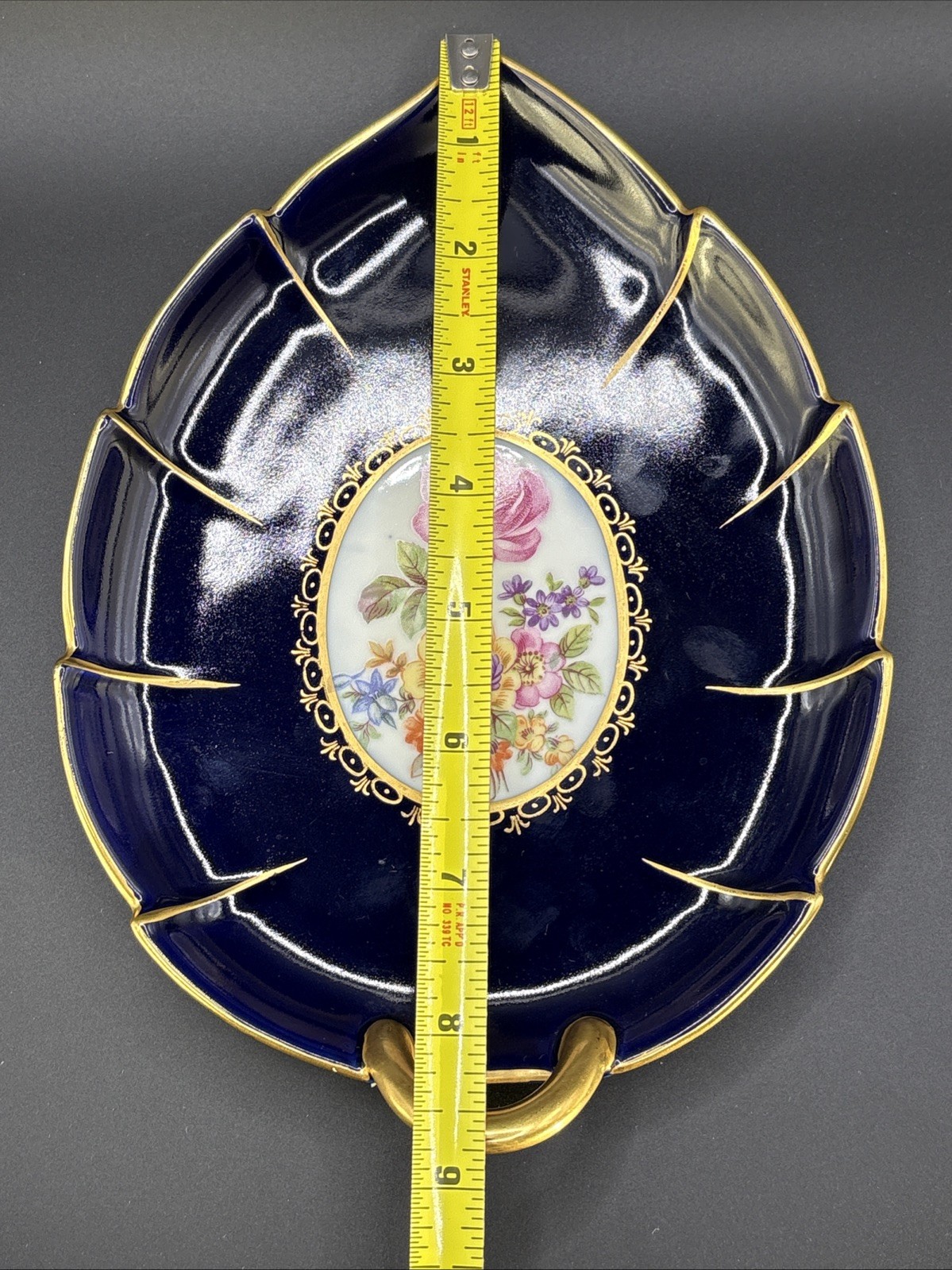 Vintage Graf von Henneberg Ilmenau Cobalt Blue Leaf Dish Echt Kobalt Germany