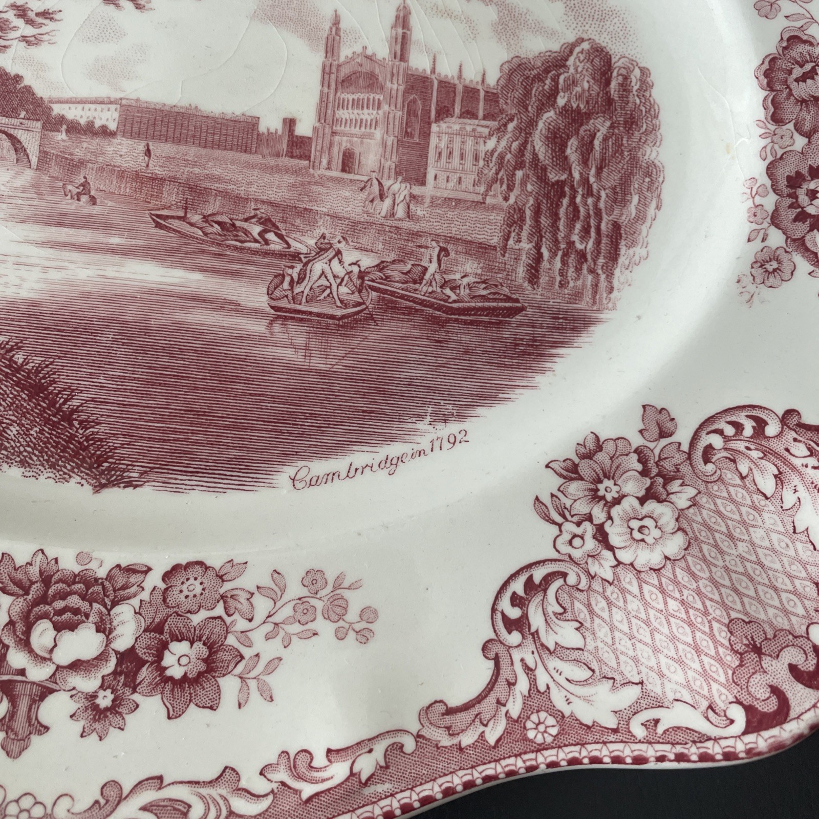 Johnson Brothers Old Britain Castles Cambridge Pink Transferware Platter 12″