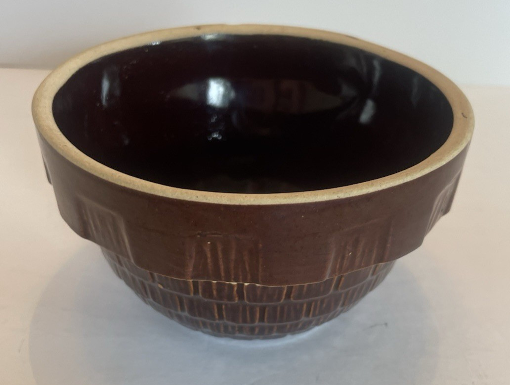 Vintage – Lt & Dk Blue & Burgundy Stoneware Set of 3 Bowls – 5, 5 1/8, 5 1/4 Dia