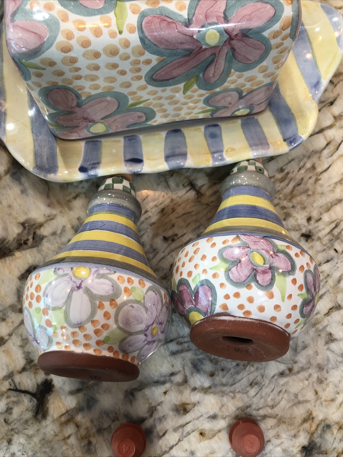 MacKenzie-Childs Ceramic Myrtle Salt & Pepper Shakers 1 Set Of 2