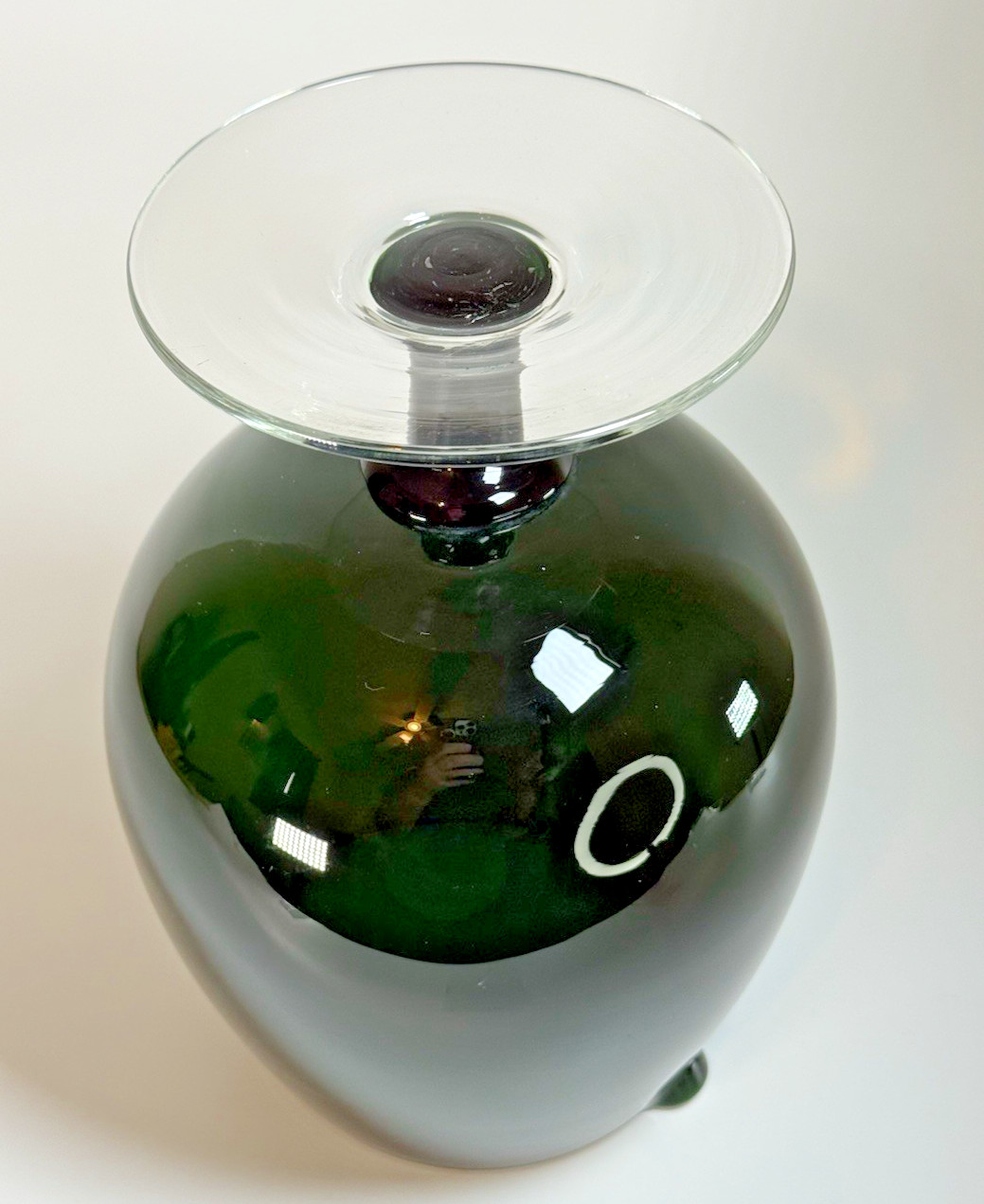 Beautiful Hand Blown Dark Green Footed Barware 48oz Pitcher