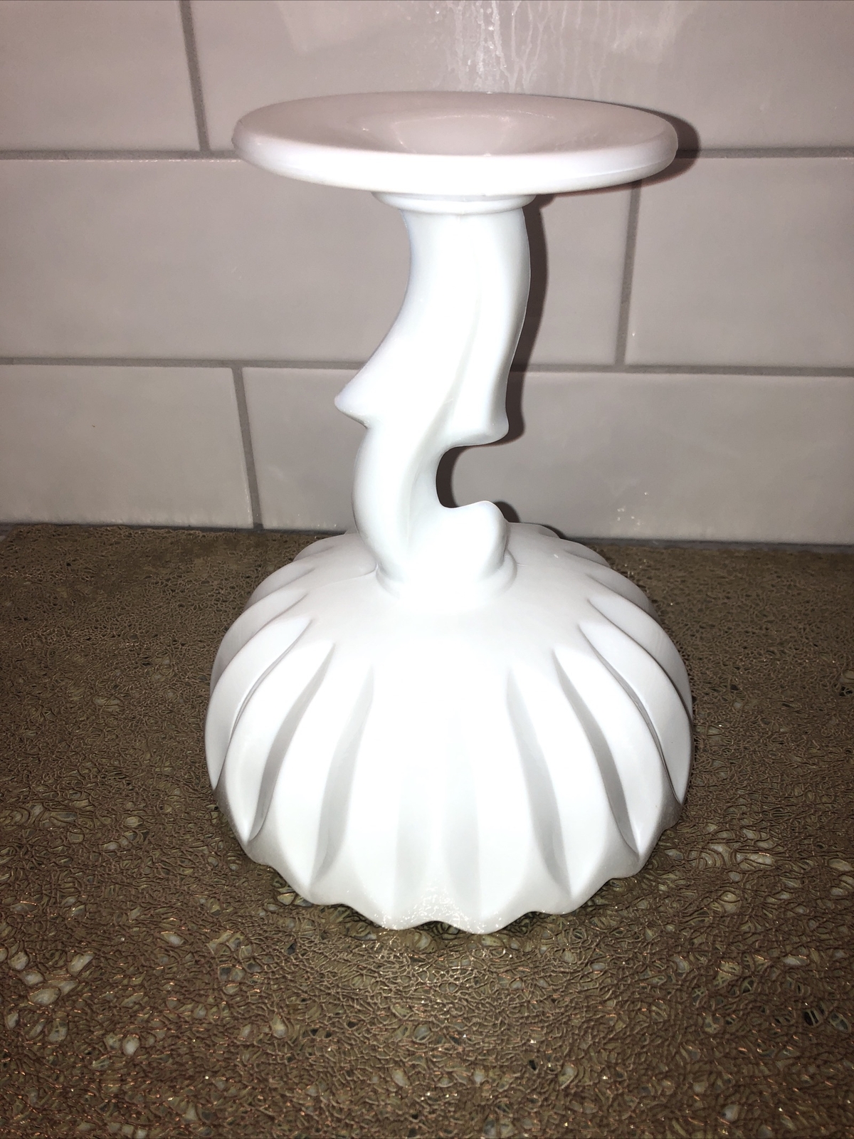 Vintage Indiana Milk Glass Large Tulip Pedestal Bowl 6” round 7” Tall Candy Dish