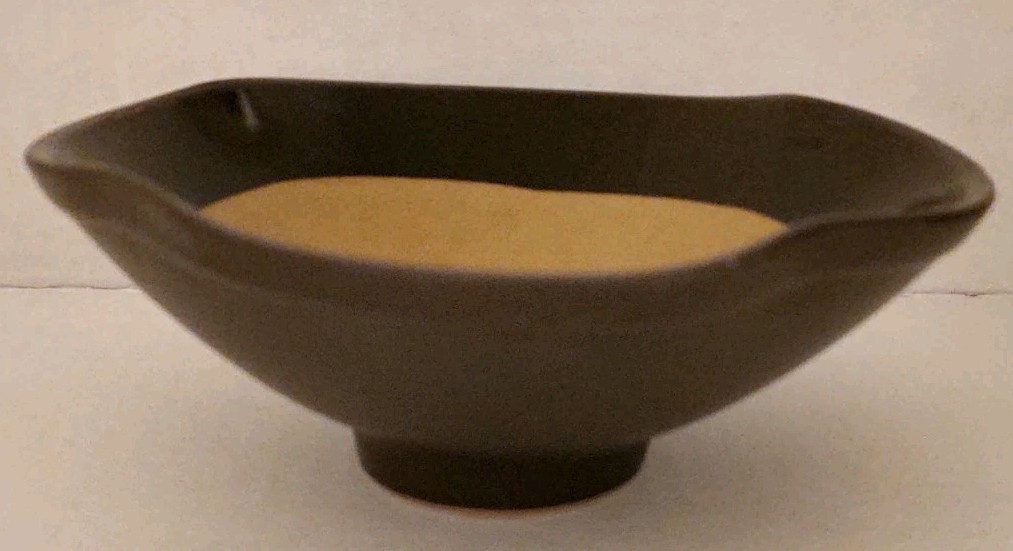 Vtg.MCM Freeform Chocolate & Butterscotch Brown Two Tone Pedestal Bowl-Read Des.