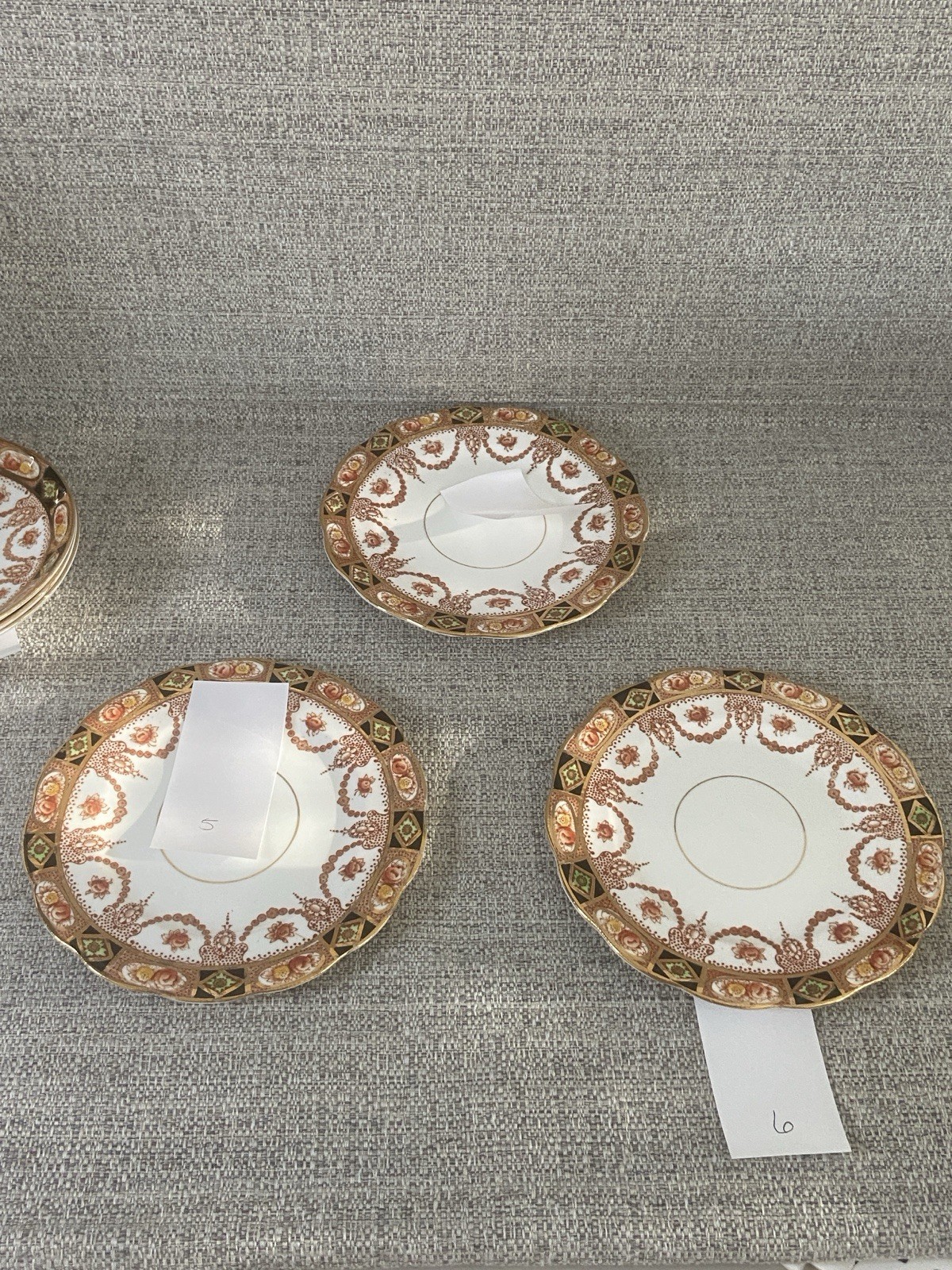 A matched set of 3 dessert plates + 3 saucers from Royal Albert Devon is absolut