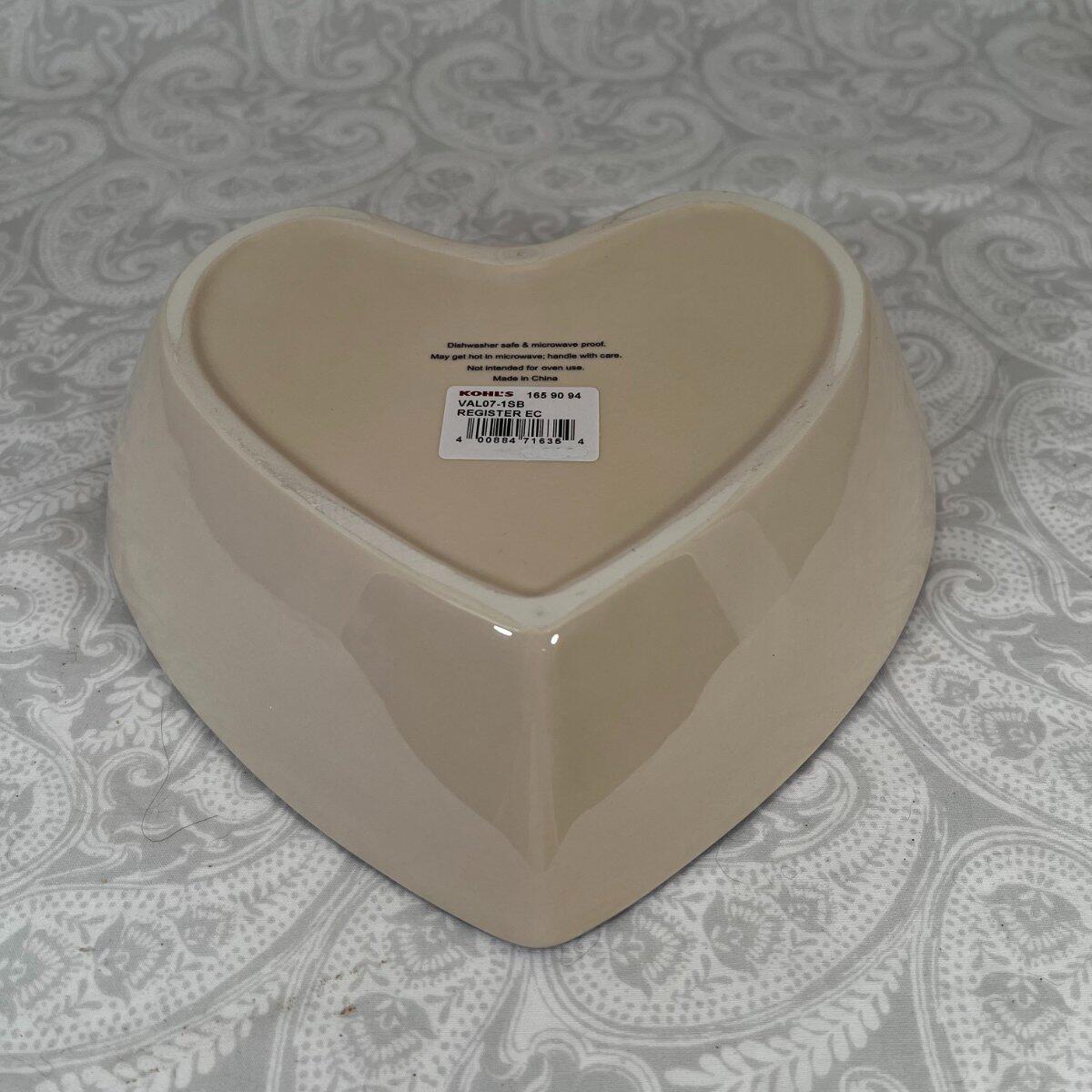 Valentines Conversation Candy Hearts Shaped 9″ Ceramic Serving Bowl Candy Snack